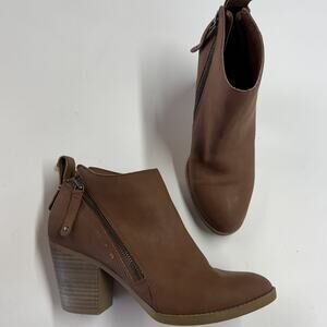 Dolce Vita Shoes Womens Size 8 Brown Block Heel Ankle Booties Side Zip